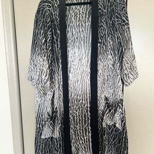 Black & White Animal Print Duster Kimono